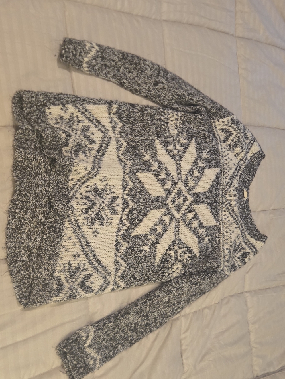 Garage Gray & White Nordic Snowflake Crewneck Sweater